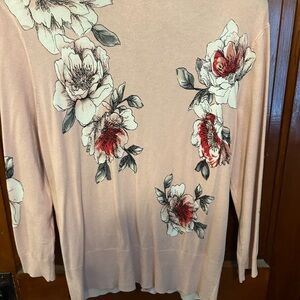 White House Black Market Floral Sweater - Pink and Red